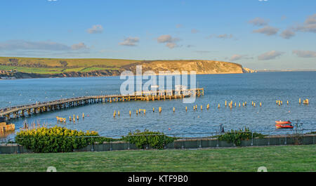 A view of Swanage Old Pier from up the hillside Stock Photo