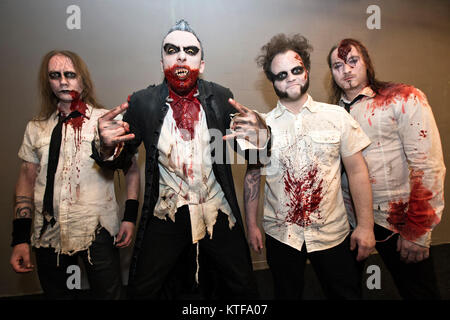 The Norwegian industrial metal band Gothminister is portrayed before a live concert at Rockefeller in Oslo. Norway, 11/04 2012. Stock Photo