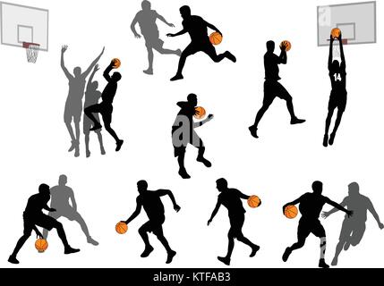 basketball players silhouettes collection 3 - vector Stock Vector