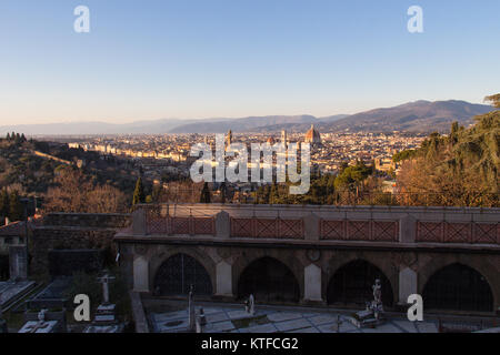 Italy, Florence - January 6 2017: the view of Florence from San Miniato al Monte on 6 January 2017, Florence, Tuscany, Italy.