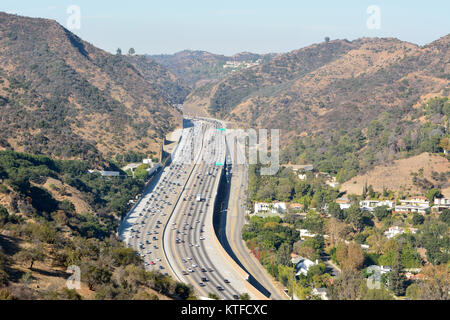 View over San Diego freeway in Los Angeles, California. Stock Photo