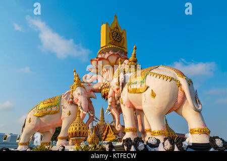 The Elephants Statues in front of Wat Phrakew Temple and the Grand Palace of Thailand   BANGKOK, THAILAND - FEBRUARY 21 2017: The Elephants statues in Stock Photo