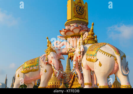 The Elephants Statues in front of Wat Phrakew Temple and the Grand Palace of Thailand   BANGKOK, THAILAND - FEBRUARY 21 2017: The Elephants statues in Stock Photo