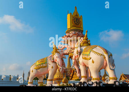 The Elephants Statues in front of Wat Phrakew Temple and the Grand Palace of Thailand   BANGKOK, THAILAND - FEBRUARY 21 2017: The Elephants statues in Stock Photo