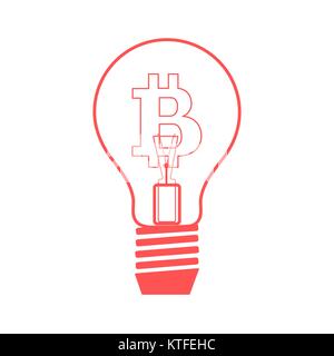 Light bulb with bitcoin. Blockchain network concept. Stock Vector