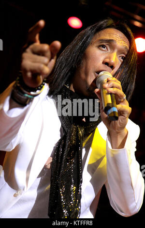 The American rock band Journey performs a live a live concert at Sentrum Scene in Oslo. Here vocalist Arnel Pineda is seen live on stage. Norway, 09/06 2009. Stock Photo