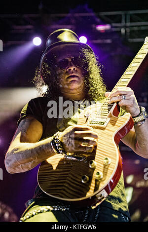 The English vocalist, songwriter and television personality Ozzy Osbourne performs a live concert at Oslo Spektrum as part of the “Ozzy and Friends tour” in 2012. Here guitarist Slash is seen live on stage. Norway, 31/05 2012. Stock Photo