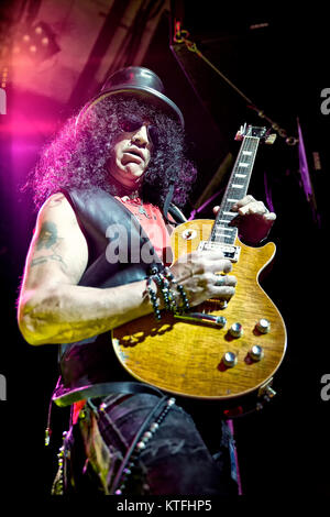 The American musician and guitarist Slash performs a live concert with Myles Kennedy and The Conspirators at Rockefeller in Oslo. Slash is formerly known as the lead guitarist of the famous hard rock band Guns N’ Roses. Norway, 21/02 2013. Stock Photo