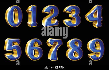 Vector Gold Numbers 0 1 2 3 4 5 6 7 8 And 9 In 3d Style Stock Vector Image Art Alamy