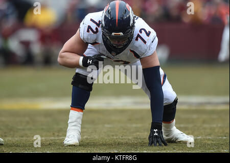 Garett Bolles of the Denver Broncos runs up field against the New York Jest  in the first half of an NFL football game Sunday, Sept. 26, 2021, in Denver.  (AP Photo/Bart Young