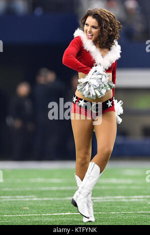 Arlington, Texas, USA. 24th Dec, 2017. Dallas Cowboys cheerleaders perform during halftime of an NFL football game between the Seattle Seahawks and the Dallas Cowboys at AT&T Stadium in Arlington, Texas. Shane Roper/CSM/Alamy Live News Stock Photo