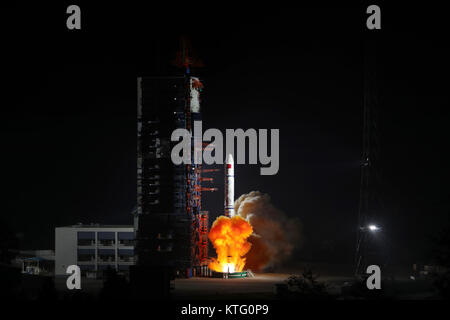 Xichang. 26th Dec, 2017. China launches remote sensing satellites on a Long March-2C carrier rocket from Xichang Satellite Launch Center in southwest China's Sichuan Province, Dec. 26, 2017. As the third batch of the Yaogan-30 project, the satellites will conduct electromagnetic environmental probes and other experiments. Credit: Liang Keyan/Xinhua/Alamy Live News Stock Photo