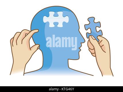 Hand paste the last piece to complete the human head. Stock Vector