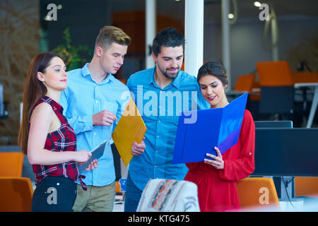 Startup business people group working everyday job at modern coworking  office space Stock Photo