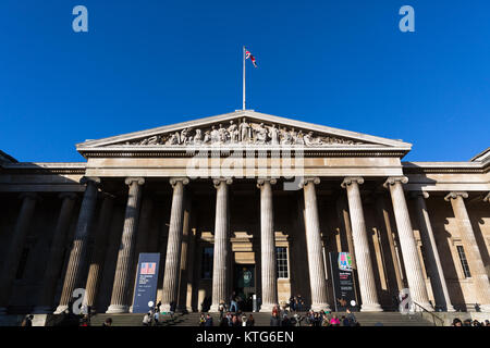 The British Museum exterior with Greek Revival facade - Bloomsbury - London, UK Stock Photo