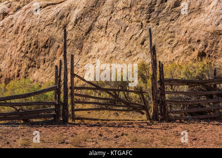 Historic corral for cattle grazing in what is now Indian Creek National Monument, formerly part of Bears Ears National Monument, southern Utah, USA Stock Photo