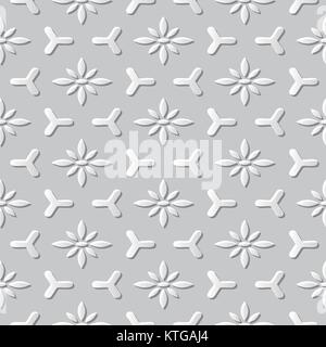Vector damask seamless 3D paper art Polygon Flower Pattern Stock Vector