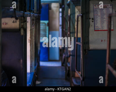 Goa, India - December 19 2017 :Inside View Of Long distance Indian railway compartment Stock Photo