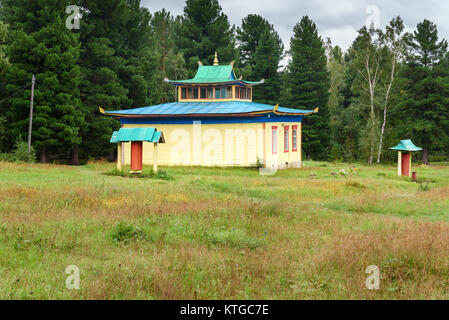 Buddhist datsan Bodhidharma at the foot of Mundarga Mountain of Tunka range in Arshan. Buryatia. Russia Stock Photo