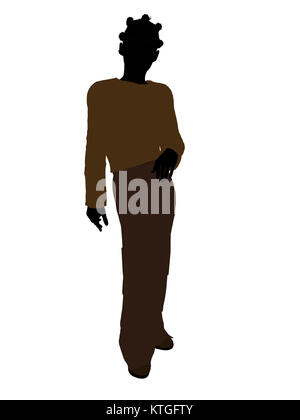 African American teenager silhouette on a white background Stock Photo ...