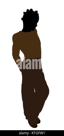 African American teenager silhouette on a white background Stock Photo ...