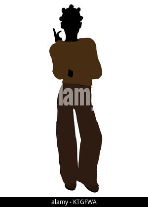 African American teenager silhouette on a white background Stock Photo ...