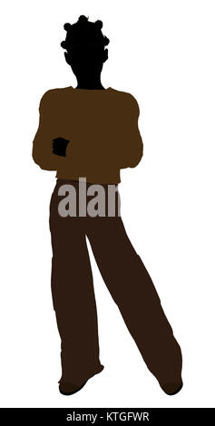 African American teenager silhouette on a white background Stock Photo ...