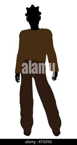 African American teenager silhouette on a white background Stock Photo ...
