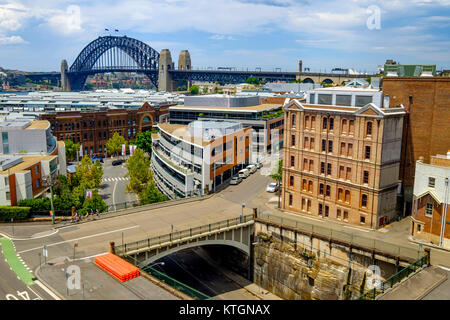 The Rocks and Sydney Harbour Bridge, view from Henry Deane rooftop at Henry Deane, Sydney, Australia Stock Photo