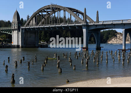 The Siuslaw River Bridge in Florence, Oregon, United States Stock Photo