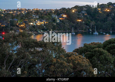 houses on a mountain at night in sydney