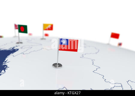 Flag Map of Myanmar. 3D rendering Myanmar map and flag on Asia map. The ...