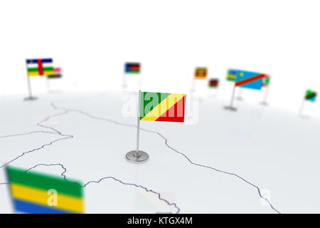 Republic of the Congo - borders and flag - 3D illustration Stock Photo ...