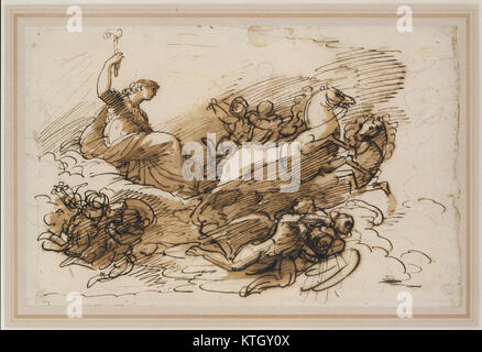 This artwork depicts Aurora, the Roman goddess of dawn, riding her ...