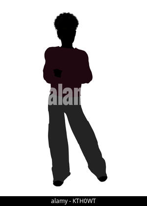 African American teenager silhouette on a white background Stock Photo ...
