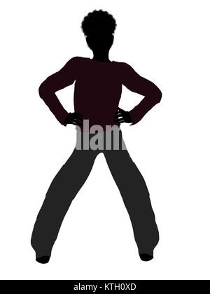 African American teenager silhouette on a white background Stock Photo ...