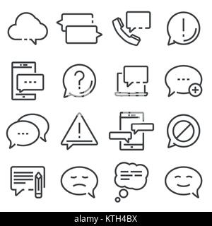 Message Related Vector Line Icons. Contains such Icons as Conversation, SMS, Notification, Group Chat and more Stock Vector