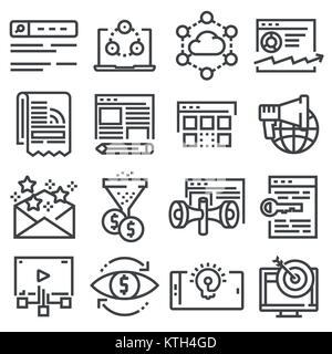 Vector internet marketing icon set in thin line style Stock Vector