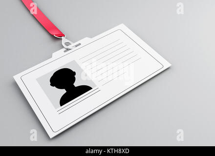 3d illustration. White ID badge. Isolated white background Stock Photo