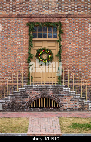 Christmas Decorations, Colonial Williamsburg, Virginia, USA Stock Photo