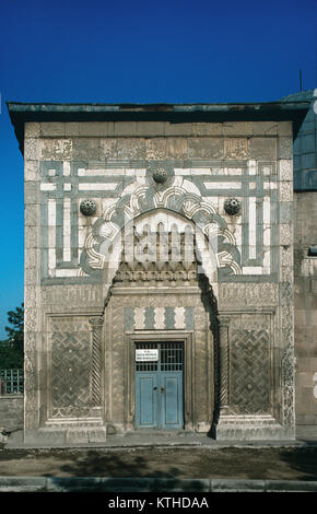 Ornate Entrance to the Karatay Madrasa or Medrese, a Seljuk Style School, now a Museum, built in the mid-thirteeth century, Konya, Turkey Stock Photo