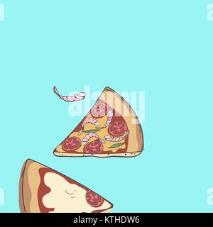 Pizza pattern. Pizza slice seamless background trendy doodle vector illustration for restaurant delicious wrapping paper Stock Vector