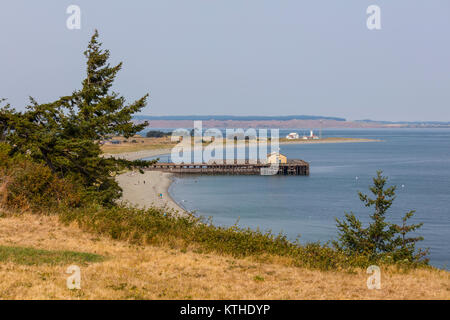 The Point Wilson Light  in Fort Worden State Park in the Victorian Seaport & Arts Community of Port Townsend on the Olympic Peninsula in Washington, U Stock Photo