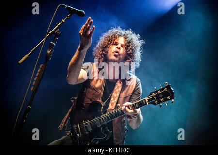 The Australian rock band Wolfmother performs a live concert at Sentrum Scene in Oslo. Here guitarist and singer Andrew Stockdale is seen live on stage. Norway, 05/05 2016. Stock Photo