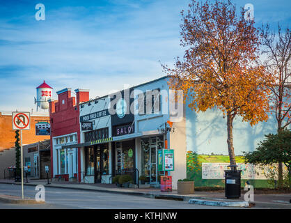 Main Street in Frisco, Texas. Frisco is a city in Collin and Denton counties in Texas, in the Dallas-Fort Worth metroplex. Stock Photo