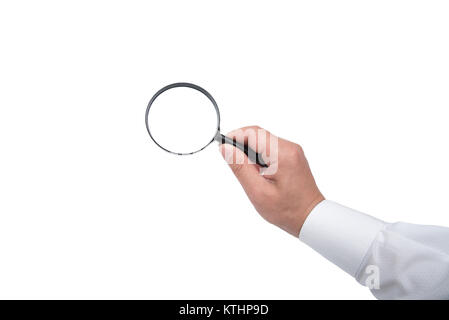 hand with magnifier Stock Photo