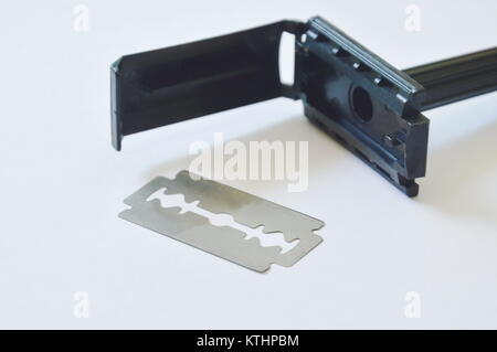 black plastic shaver on white background Stock Photo