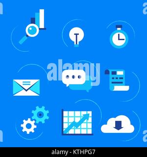 Business Vector Icon Set in Blue Colors Stock Vector