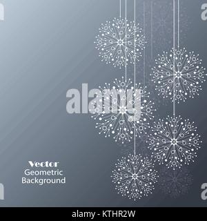 White snowflakes made of connected lines and dots Stock Vector