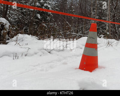 Quebec,Canada. Hydro-Quebec orange cones Stock Photo